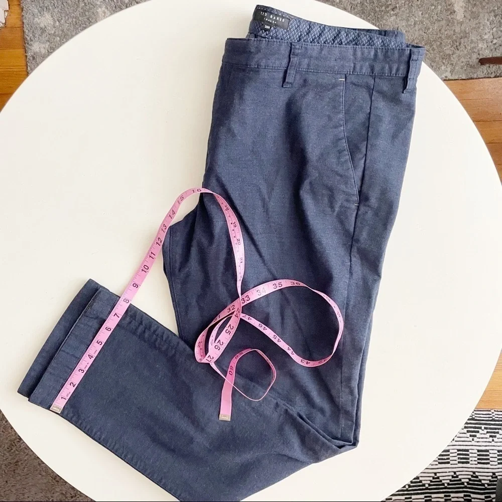 Ted Baker London Men’s Westin Classic Fit Brushed Cotton Trouser Pant Navy 38x31